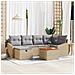 Set Divano da Giardino 7 Pezzi con Cuscini Beige in Rattan Polietilene - Foto miniatura 2