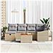 Set Divano da Giardino 7 Pezzi con Cuscini Beige in Rattan Polietilene - Foto miniatura 3