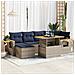 Set Divani da Giardino con Cuscini 7pz Nero Polyrattan Acacia - Foto miniatura 2