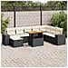 Set Divani da Giardino 9 pz con Cuscini Nero Polyrattan Acacia - Foto miniatura 2