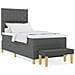 Letto a Molle con Materasso & Panca Grigio Scuro 100x200 cm Tessuto - Foto miniatura 4