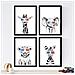 Set Di 4 Stampe Di Animali Per Bambini Con Occhiali 3d,.. Cornice Nera A3 - Foto miniatura 1