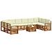 Set divani 11 pcs Naturale e Crema Legno di Acacia Massello - Foto miniatura 3