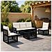 Set Divano da Giardino 6 pz Nero e Bianco Crema polyrattan - Foto miniatura 5