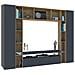Parete Attrezzata Gilberto, Set Salotto Porta Tv A 3 Ante, Mobile Soggiorno Multiuso, 100% Made In Italy, Cm 270x35h210, Antracite E Rovere - Foto miniatura 2