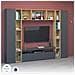 Parete Attrezzata Gilberto, Set Salotto Porta Tv A 3 Ante, Mobile Soggiorno Multiuso, 100% Made In Italy, Cm 270x35h210, Antracite E Rovere - Foto miniatura 4