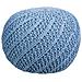 Puf In Cotone Intrecciato Blu 45x45x30h - Foto miniatura 1