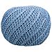 Puf In Cotone Intrecciato Blu 45x45x30h - Foto miniatura 2