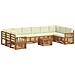 Set divani 11 pcs Naturale e Crema Legno di Acacia Massello - Foto miniatura 1