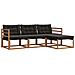 Set di divani da esterno con cuscino 4 pcs Naturale e Nero - Foto miniatura 1