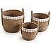 Set Di 3 Cestini Yasmina In Fibra Naturale Con Manici, Bianco /naturale - Foto miniatura 1