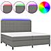 Letto A Molle Materasso E Led Grigio Scuro 200x200cm In Tessuto - Foto miniatura 2