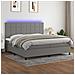 Letto A Molle Materasso E Led Grigio Scuro 200x200cm In Tessuto - Foto miniatura 1