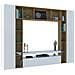 Parete Attrezzata Gilberto, Set Salotto Porta Tv A 3 Ante, Mobile Soggiorno Multiuso, 100% Made In Italy, Cm 270x35h210, Bianco Lucido E Rovere - Foto miniatura 2