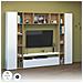 Parete Attrezzata Gilberto, Set Salotto Porta Tv A 3 Ante, Mobile Soggiorno Multiuso, 100% Made In Italy, Cm 270x35h210, Bianco Lucido E Rovere - Foto miniatura 4
