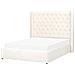 Letto Matrimoniale Contenitore Velluto Bianco Sporco 140 X 200 Cm Lubbon - Foto miniatura 6