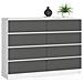 Cassettiera K140, 8 cassetti, 138x40x99 cm, Colore Bianco e Grigio Grafite - Foto miniatura 1