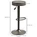 Set 2 Sgabelli Da Bar Girevoli Con Poggiapiedi E Altezza Regolabile, 35x36x64-85cm, Grigio - Foto miniatura 5