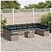 Set Divano Giardino 10 Pezzi con Cuscini Neri in Polyrattan,  Set Divano Giardino per 2 Persone con Cuscini Grigi in Polyrattan - Foto miniatura 3