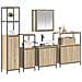 Set di mobili per il bagno con porta 5 pcs Rovere Sonoma e Nero - Foto miniatura 3