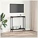 Tavolo consolle Rovere Nero 75 x 22,5 x 75 cm Legno multistrato - Foto miniatura 4
