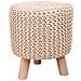 Sgabello In Legno E Cotone Intrecciato 32x32x40h Cm - Foto miniatura 1