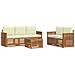 Set divani 6 pcs Naturale e Crema Legno di Acacia Massello - Foto miniatura 1