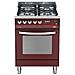 Cucina a Gas PR66GVT / C 4 Fuochi a Gas Forno a Gas Ventilato Classe A Colore Rosso Burgundy - Foto miniatura 4