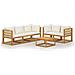 Set Divani Da Giardino 6 Pz Con Cuscini Crema In Legno Acacia - Foto miniatura 1