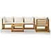 Set Divani Da Giardino 6 Pz Con Cuscini Crema In Legno Acacia - Foto miniatura 8