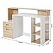 Scrivania Legno Melaminico Cassetto Compatto Stile Classico Rovere Chiaro Bianco - Foto miniatura 4