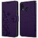Custodia Compatibile Con Samsung Galaxy A20 / A30 In Lilla Scuro Fiore - Coperchio Protettivo In Design Floreale Con Chiusura Magnetica, Funzione Stand E Slot Per Carte - Foto miniatura 8