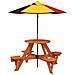 Tavolo Picnic Per 4 Bambini Con Ombrellone Rotondo Legno Abete - Foto miniatura 2
