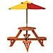 Tavolo Picnic Per 4 Bambini Con Ombrellone Rotondo Legno Abete - Foto miniatura 3