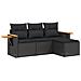Set Divani da Giardino 4 pz con Cuscini Nero in Polyrattan - Foto miniatura 1