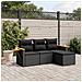 Set Divani da Giardino 4 pz con Cuscini Nero in Polyrattan - Foto miniatura 2