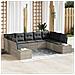 Set di divani da giardino da 9 pezzi con cuscini grigio chiaro in polyrattan - Foto miniatura 2
