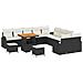 Set divani da giardino  13 pezzi con cuscini Rattan Nero Poly Acacia, Divano da giardino  2 posti con cuscini Rattan Nero Poly, Set da pranzo da giardino  3 pezzi con cuscini Rattan Nero Poly Acacia - Foto miniatura 1