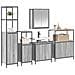 Set di mobili per il bagno con porta 5 pcs Grigio sonoma e Nero - Foto miniatura 3