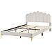 Letto Velluto Sauvian 160 X 200 Cm Bianco Sporco - Foto miniatura 3