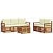 Set divani 6 pcs Naturale e Crema Legno di Acacia Massello - Foto miniatura 1