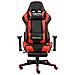 Sedia da Gaming Girevole con Poggiapiedi Rossa in PVC - Foto miniatura 8