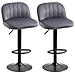 Set 2 Sgabelli Da Bar Con Schienale E Poggiapiedi, Girevoli Con Altezza Regolabile, Grigio - Foto miniatura 1