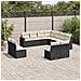 Set Divani da Giardino 11 pz con Cuscini in Polyrattan Nero - Foto miniatura 2