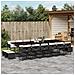 Set da Pranzo da Giardino 17 pz con Cuscini Nero in Polyrattan - Foto miniatura 2