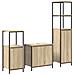Set di mobili per il bagno con porta 3 pcs Rovere Sonoma e Nero - Foto miniatura 1