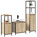 Set di mobili per il bagno con porta 3 pcs Rovere Sonoma e Nero - Foto miniatura 3