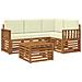 Set di divani da esterno con cuscino 5 pcs Naturale e Crema - Foto miniatura 1