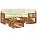 Set di divani da esterno con cuscino 5 pcs Naturale e Crema - Foto miniatura 3