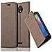 Custodia Compatibile Con Motorola Moto C In Bruno Caffè - Coperchio Protettiva Con Chiusura Magnetica, Funzione Stand E Tasca Per Le Carte - Foto miniatura 1